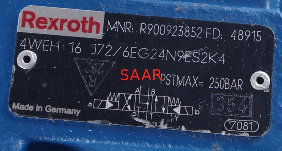 Rexroth R900923852 4 WEH 16 J 70/6 POR EXEMPLO. 24N9ES2K4 4 WEH 16 J 7 válvula de Operated Directional Spool do piloto X/6 POR EXEMPLO. 24N9ES2K4